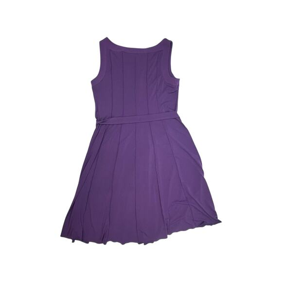 Vior Vior Women's Plum Purple Sleeveless Belted Midi Dress - Size 14 - Picture 7 of 9